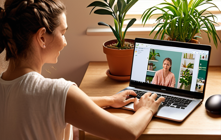 **Prompt:** A person comfortably using a laptop for an online therapy session at home, emphasizing accessibility and convenience. Soft, warm lighting, a calming background with plants, and a friendly therapist on the screen. The overall mood is positive and supportive, highlighting the benefits of online therapy.