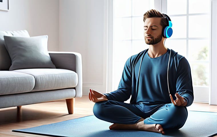 정신건강과 웰빙  기술의 영향 - **Digital Detox and Nature's Serenity**: A person (adult, diverse background, fully dressed in comfo...