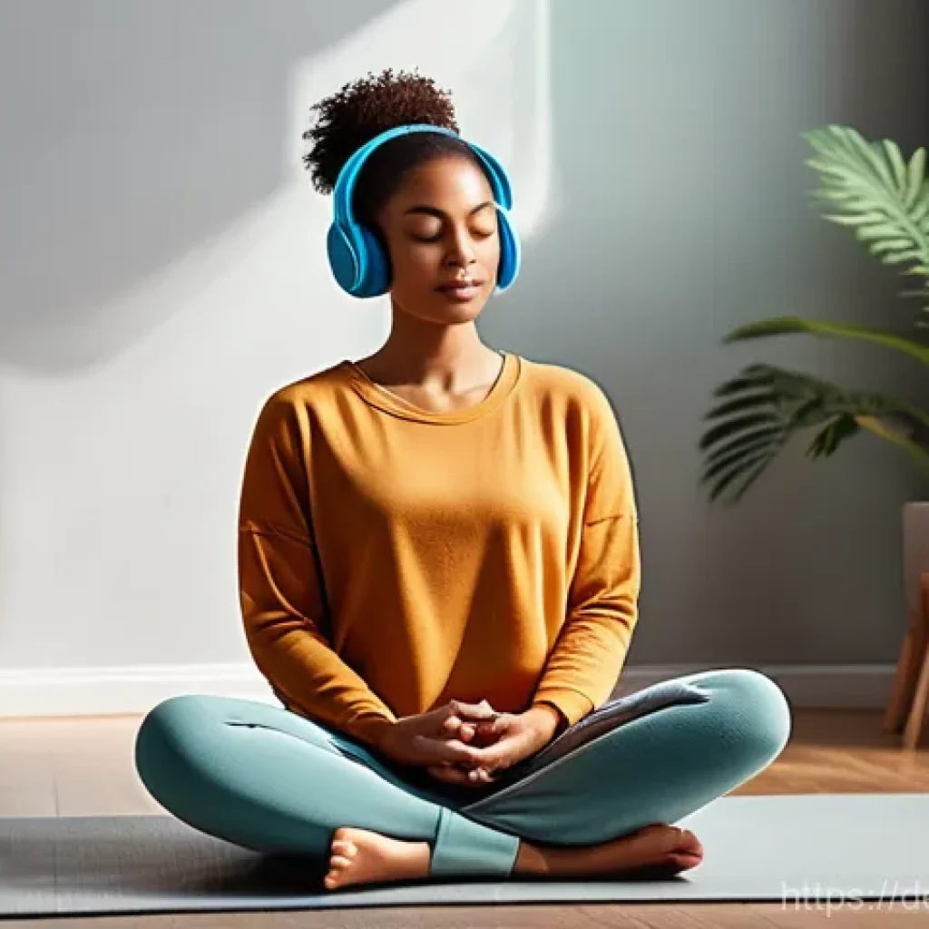 정신건강 관리의 디지털 전환 과정 - **Image Prompt 1: Serene Digital Mindfulness**
    A diverse individual in their late 20s to early 3...