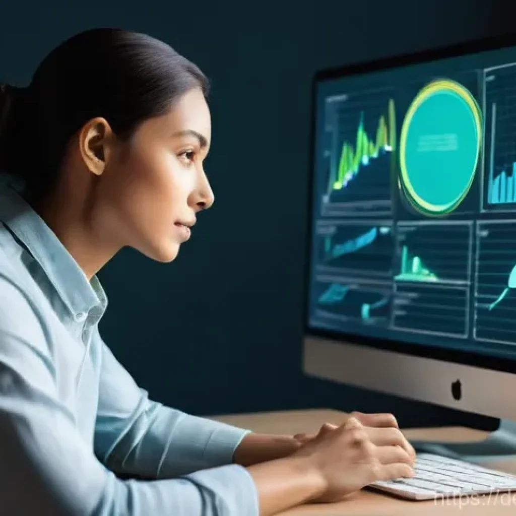 정신건강과 관련된 데이터의 시각화 방법 - **Prompt:** "A person in their late 20s to early 30s, gender-neutral, sitting at a modern desk in a ...