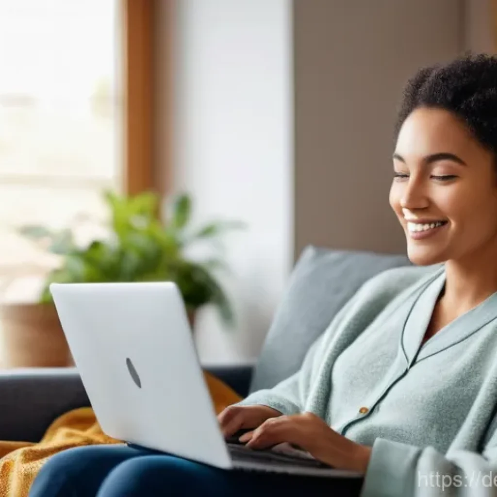 정신건강 관리에서의 원격 치료의 역할 - **Prompt 1: Serene Remote Therapy Session**
    A tranquil and cozy indoor setting. An adult woman, ...