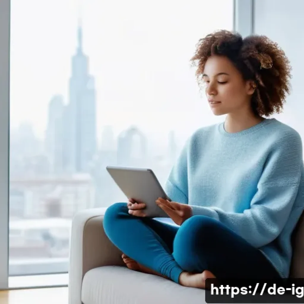 정신건강 관리 애플리케이션의 수익 모델 - A Journey into Calm: The Free Trial Experience**
A woman in her late 20s, with short, curly brown h...