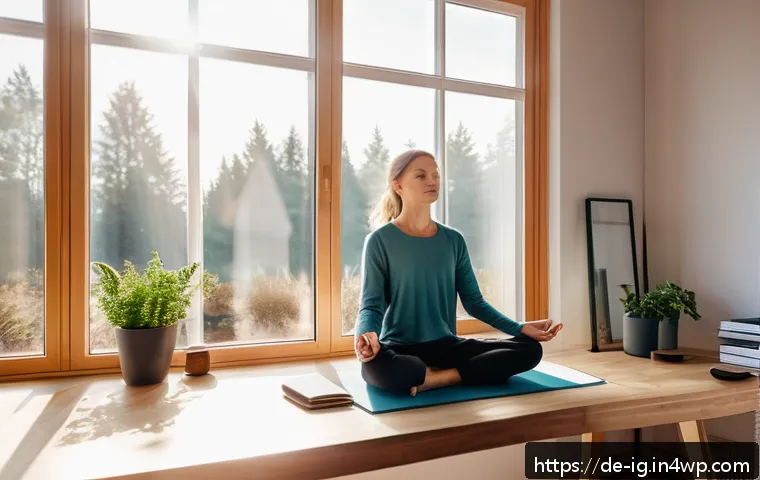 정신건강 관리의 개인화된 솔루션 제공 - A cozy home office scene in a modern German apartment during early morning light, featuring a young ...